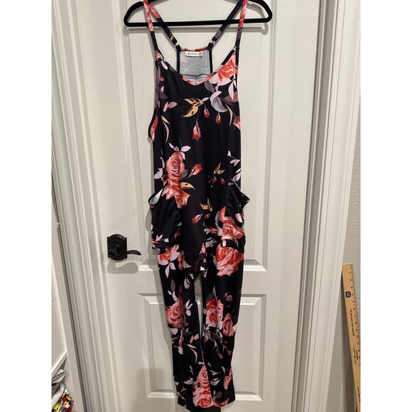 MSRP $49 NEW Oufeiya Black Floral Jumper w/pockets Size M ~ SAME DAY SHIP - Picture 3 of 7